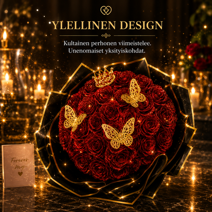 Ikuinen Ruusukimppu Kultaisilla Perhosilla